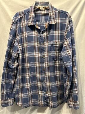 Carbon2Cobalt Shirt Mens XL Cotton Flannel Plaid Button Up Casual Comfort Camp